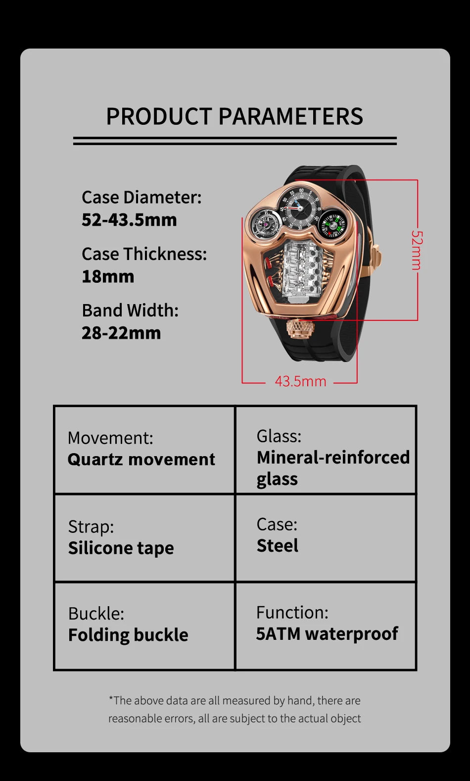 TOP-luxurious Stainless steel Compass Waterproof Swiss quartz 762 movement watch